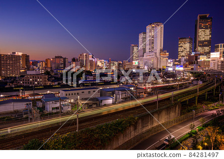 Night view of Nagoya Station Building seen from Nagoya City Global Gate 84281497