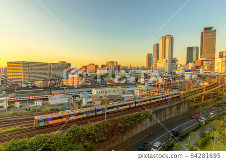 Evening view of Nagoya Station from the Global Gate of Nagoya City 84281695