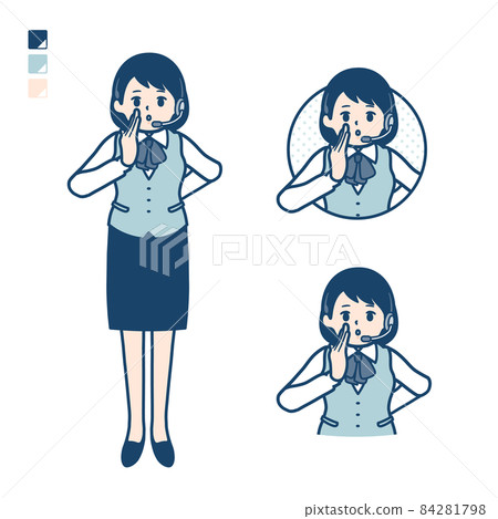 Illustration of a business woman with an income whispering in a whisper 84281798