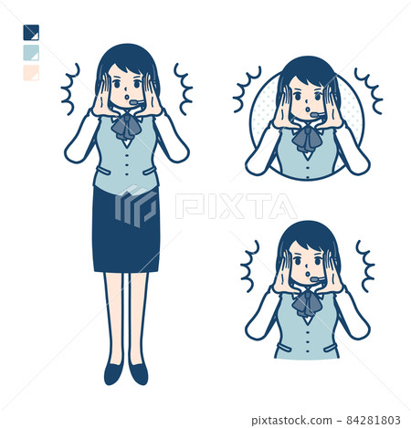 Illustration of a business woman with an income warning loudly Illustration of a business woman with an income warning loudly 84281803