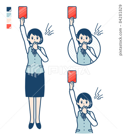 有收入的女商人拿著紅牌的插圖 84281829