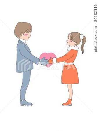 Boys and girls giving heart gifts Boys and girls giving heart gifts 84282516