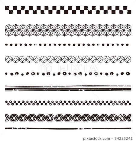 Stamp style Japanese pattern decoration line (black) 84285241