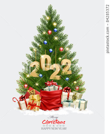 Holiday background with Christmas tree with garland. Vector. Holiday background with Christmas tree with garland. Vector. 84285372