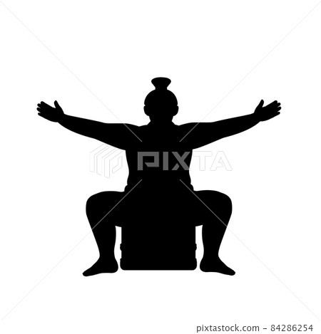 Silhouette Japanese traditional sumo wrestler. 84286254