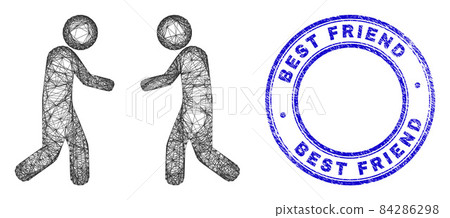 Distress Best Friend Stamp Seal and Network Irregular Mesh Friends Meeting Icon 84286298