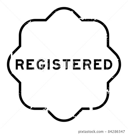 Grunge black registered word rubber seal stamp on white background 84286347
