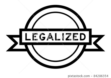 Vintage black color round label banner with word legalized on white background 84286354