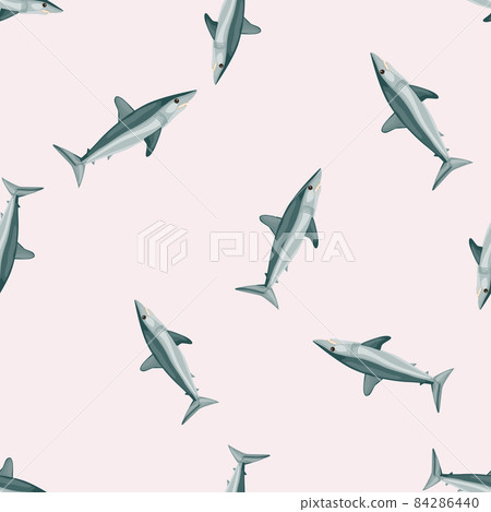 Seamless pattern shark Mako on pastel pink background. Animal templates for fabric. Seamless pattern shark Mako on pastel pink background. Animal templates for fabric. 84286440