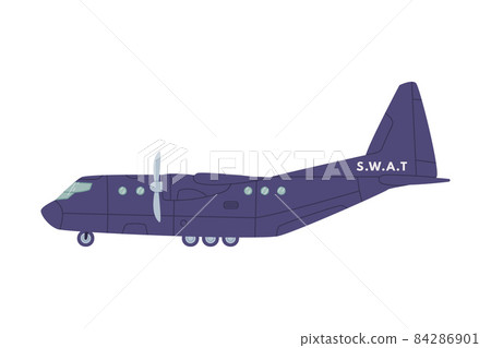 Aircraft or Plane as SWAT Vehicle or Rescue Vehicle and Police Tactical Unit Vector Illustration 84286901