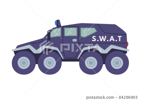 Heavy Truck as SWAT Vehicle or Rescue Vehicle and Police Tactical Unit Vector Illustration 84286903