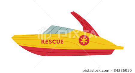 Boat as Sea Rescue Equipment and Emergency Vehicle for Urgent Saving of Life Vector Illustration 84286930