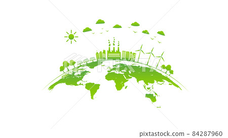 Eco friendly with green city on earth, World environment and sustainable development concept 84287960