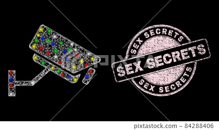 Grunge Sex Secrets Stamp and Glowing Mesh Web CCTV Camera Grunge Sex Secrets Stamp and Glowing Mesh Web CCTV Camera 84288406