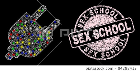 Grunge Sex School Stamp and Shiny Net Web Electrical Plugin 84288412