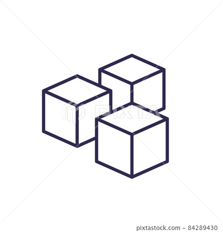 blocks line icon on white - Stock Illustration [84289430] - PIXTA