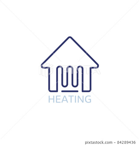 house heating line icon on white house heating line icon on white 84289436