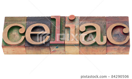 celiac word in letterpress type celiac word in letterpress type 84290506
