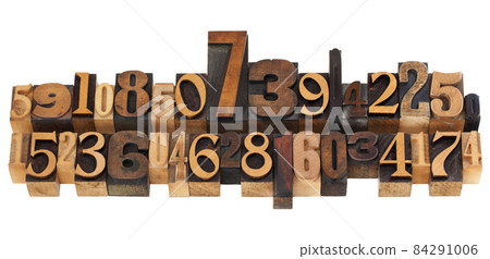random numbers in letterpress type 84291006