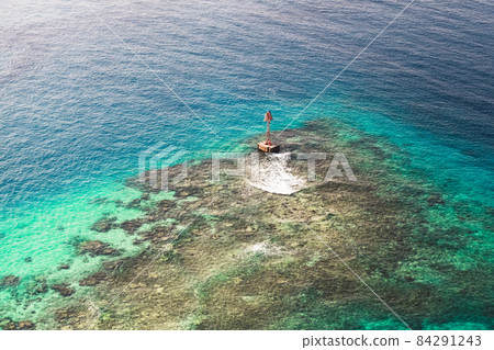 Red warning navigational tower stands at the entrance to Jeddah port Red warning navigational tower stands at the entrance to Jeddah port 84291243