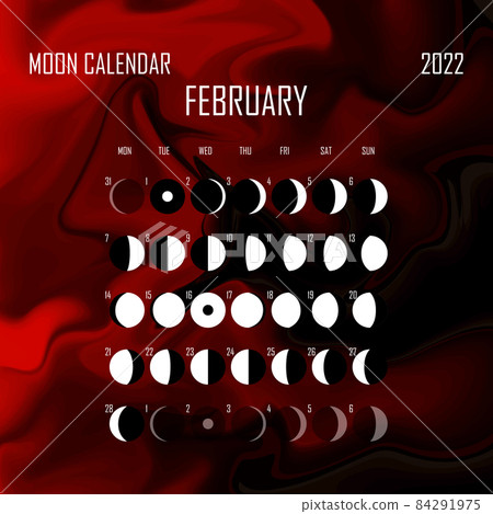 February 2022 Moon calendar. Astrological calendar design. planner. Place for stickers. Month cycle planner mockup. Isolated color liquid background February 2022 Moon calendar. Astrological calendar design. planner. Place for stickers. Month cycle planner mockup. Isolated color liquid background 84291975