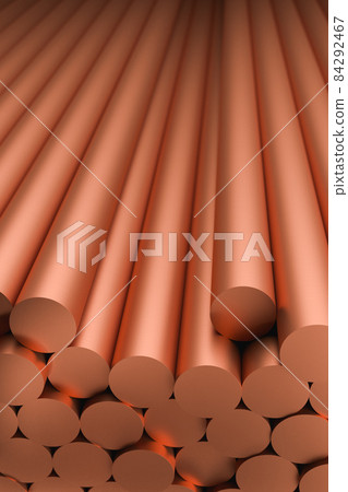 copper billets raw sticks, 3d rendering copper billets raw sticks, 3d rendering 84292467