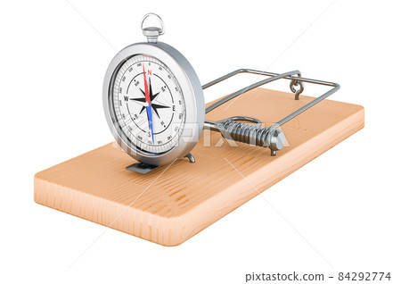 Compass inside mousetrap, 3D rendering Compass inside mousetrap, 3D rendering 84292774