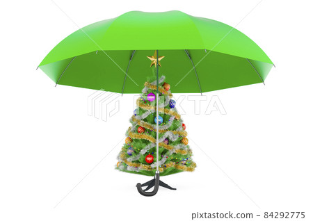Christmas tree under umbrella, 3D rendering Christmas tree under umbrella, 3D rendering 84292775