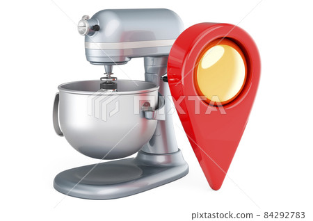 Stand mixer with map pointer. 3D rendering Stand mixer with map pointer. 3D rendering 84292783