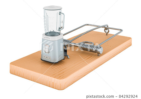 Electric blender inside mousetrap, 3D rendering 84292924