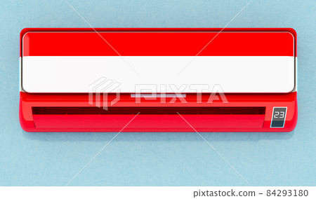 Air conditioner with Austrian flag on the wall. House climate control system in Austria. 3D rendering 84293180
