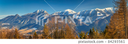 Landscape with snowy mountains in the background. Landscape with snowy mountains in the background. 84293561