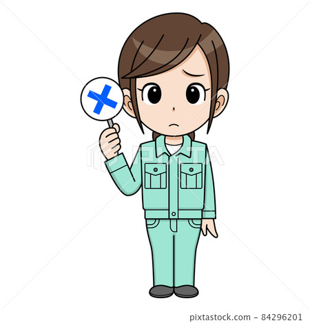 Female worker with a cross tag Female worker with a cross tag 84296201