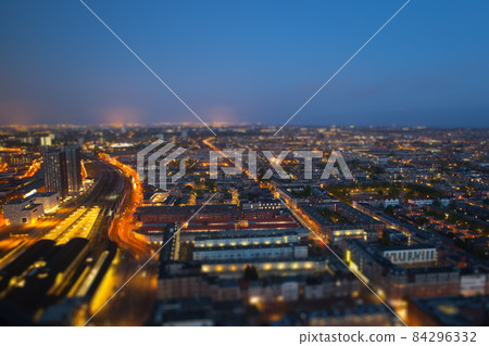 night city with tilt shift effect 84296332