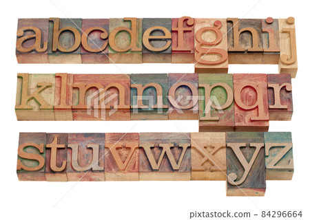 English alphabet in wood letterpress type 84296664