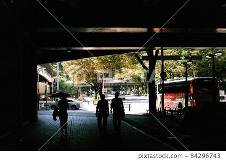 (Urban scenery) Scenery of the sidewalk near the exit of the underpass (Urban scenery) Scenery of the sidewalk near the exit of the underpass 84296743