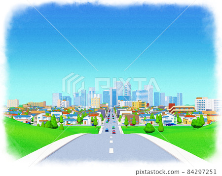 Cityscape road watercolor style hand-drawn style illustration Cityscape road watercolor style hand-drawn style illustration 84297251
