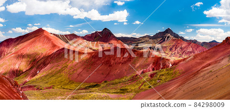 Red Valley at Vinicunca Rainbow Mountain in Peru Red Valley at Vinicunca Rainbow Mountain in Peru 84298009