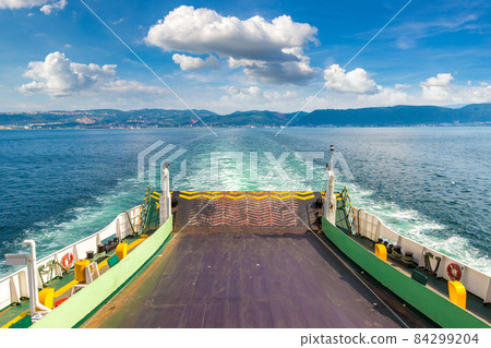 Ferry in Dardanelles strait, Turkey 84299204