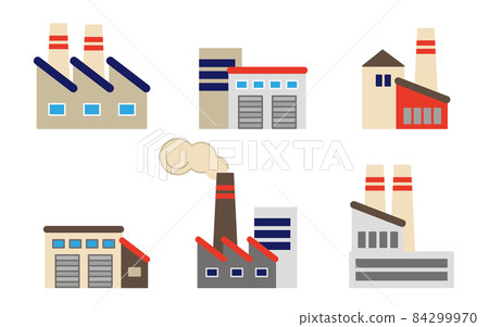 Factory exterior vector illustration set 84299970