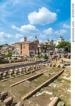 Ancient ruins of Forum in Rome 84300349