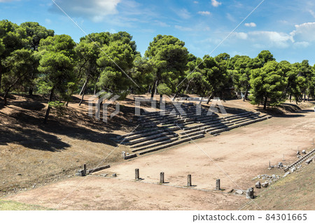 Ruins of stadium in Epidavros, Greece 84301665