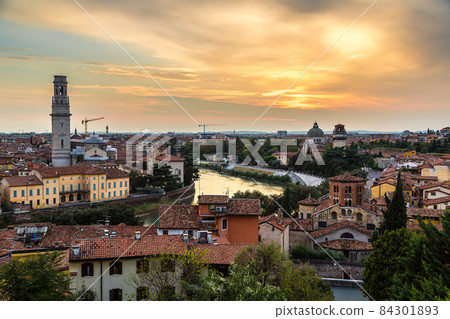 Verona at sunset in Italy 84301893