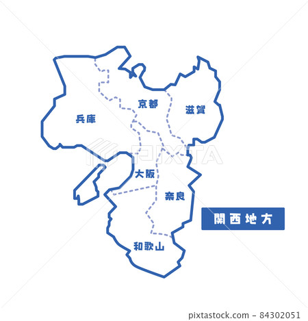 日本關西地區的區域地圖 簡單的空白地圖 日本關西地區的區域地圖 簡單的空白地圖 84302051