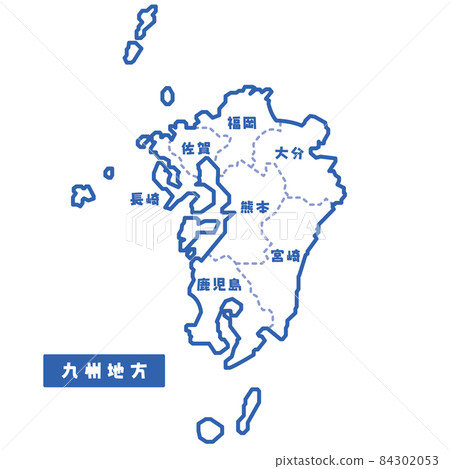 日本九州地區的區域地圖 簡單的空白地圖 84302053