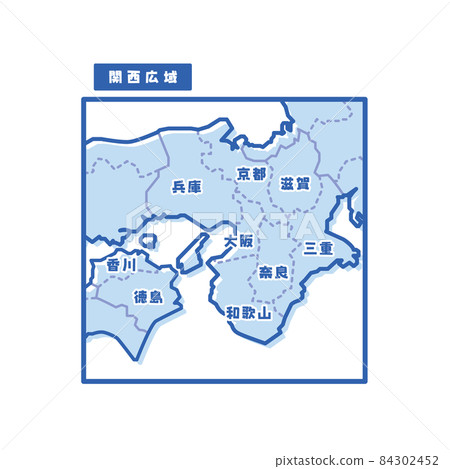 Regional map of Japan Kansai wide area Simple light blue 84302452