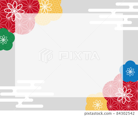 梅花和雲的日式框架 84302542