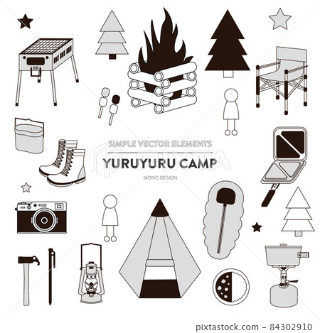 Camp Design Graphic Material-Black and White Illustration- 84302910