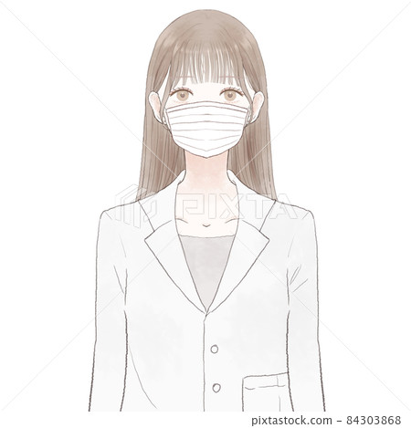 戴無紡布口罩的女醫生 戴無紡布口罩的女醫生 84303868