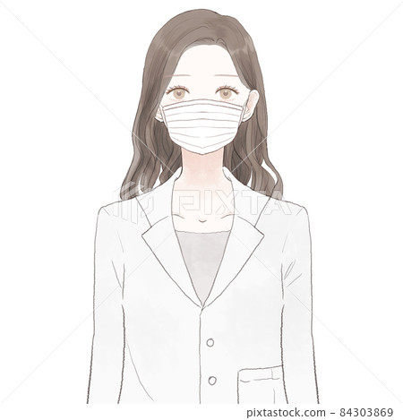 戴無紡布口罩的女醫生 戴無紡布口罩的女醫生 84303869